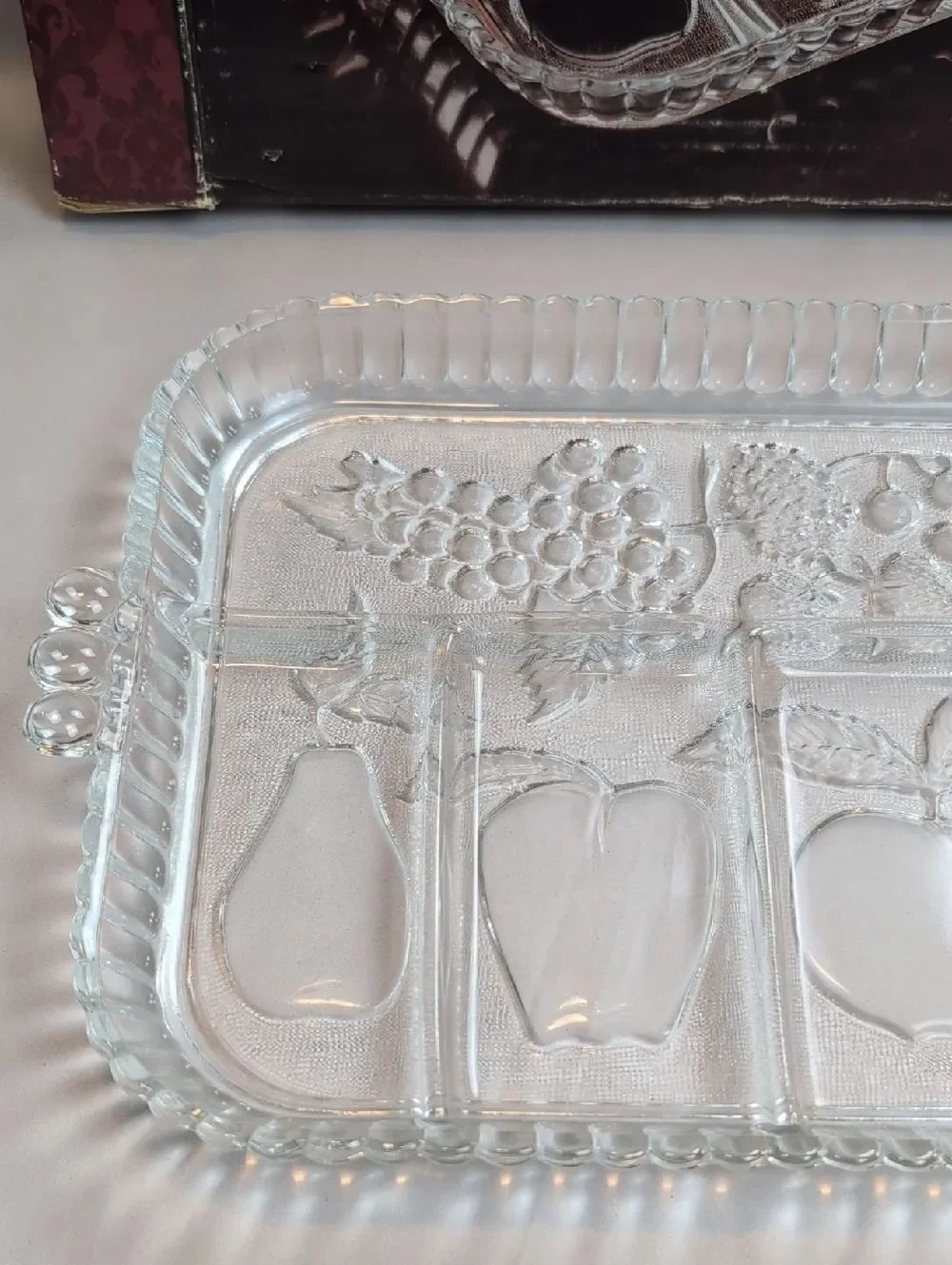 Indiana Glass Five Part Relish Glass Serving Tray Vintage Original Box